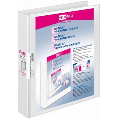 VELOFLEX 4148190 presentationsringbok Velodur, DIN A4, 4-ringmekanik, 272 x 315 x 46, med ytterfickor, vit VELOFLEX 4148190 presentationsringbok Velodur, DIN A4, 4-ringmekanik, 272 x 315 x 46, med ytterfickor, vit