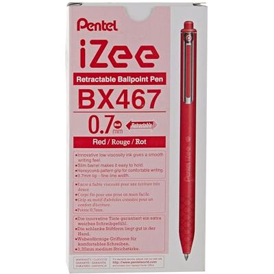 Pentel Klick-på kulspetspenna, röd 0,7 mm (12 st) Pentel Klick-på kulspetspenna, röd 0,7 mm (12 st)