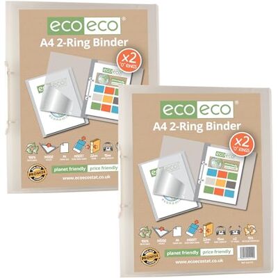 eco-eco A4 95% återvunnen presentation 22 mm ryggrad 2 ringpärm klar, paket med 2, eco112 x 2 eco-eco A4 95% återvunnen presentation 22 mm ryggrad 2 ringpärm klar, paket med 2, eco112 x 2