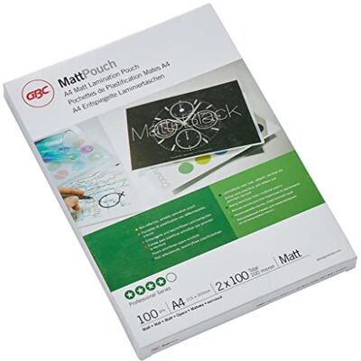 GBC lamineringsfolier A4 matt 100 mic, märkbar yta, robusta lamineringspåsar i 100-pack, glänsande, transparent, perfekt för kontor och skola, 3740491 GBC lamineringsfolier A4 matt 100 mic, märkbar yta, robusta lamineringspåsar i 100-pack, glänsande, transparent, perfekt för kontor och skola, 3740491