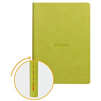 Rhodia 116456C Anis textil mjuk anteckningsbok A5 14,8 x 21 cm prickiga prickar 64 sidor Clairefontaine elfenbenspapper 90 g/m² omslag i konstläder rama-kollektion Rhodia 116456C Anis textil mjuk anteckningsbok A5 14,8 x 21 cm prickiga prickar 64 sidor Clairefontaine elfenbenspapper 90 g/m² omslag i konstläder rama-kollektion