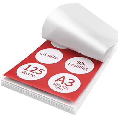 Acropaq A3 lamineringsark – 125 mic, 50 fickor, blanka, premiumkvalitet, rundade hörn, lämplig för menyer och certifikat – 18005 Acropaq A3 lamineringsark – 125 mic, 50 fickor, blanka, premiumkvalitet, rundade hörn, lämplig för menyer och certifikat – 18005