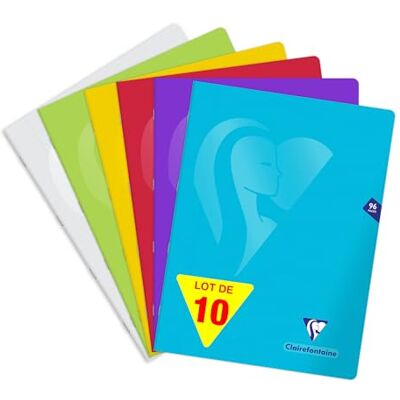 Clairefontaine 303365Cpack Mimesys cahier piqué polypro 24x32cm 96p Ligné + marge coloris assortis PAQ DE 10 Clairefontaine 303365Cpack Mimesys cahier piqué polypro 24x32cm 96p Ligné + marge coloris assortis PAQ DE 10