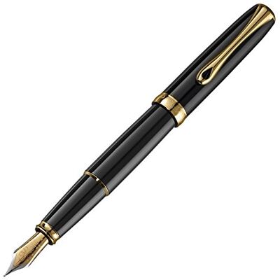 DIPLOMAT Excellence A2 trim reservoarpenna med stålbred spets – svart lack/guld DIPLOMAT Excellence A2 trim reservoarpenna med stålbred spets – svart lack/guld