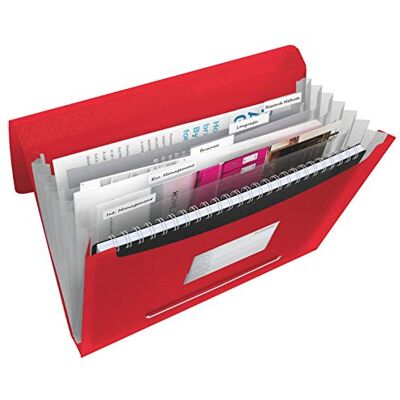 Esselte A4 expanderande projektfil, integrerat index med 6 expanderande fack, elastisk stängning, flexibel plast, röd, VIVIVIDA sortiment, 624016 Esselte A4 expanderande projektfil, integrerat index med 6 expanderande fack, elastisk stängning, flexibel plast, röd, VIVIVIDA sortiment, 624016