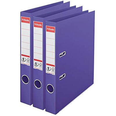 Esselte VIVIDA A4 spak bågfil, 50 mm ryggrad, 250 ark kapacitet, PP, plastskydd, filer och mappar, violett, 3-pack, 624287 Esselte VIVIDA A4 spak bågfil, 50 mm ryggrad, 250 ark kapacitet, PP, plastskydd, filer och mappar, violett, 3-pack, 624287