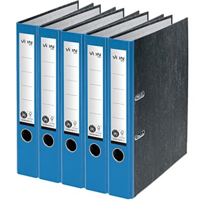 Leitz Från A4-mapp 100% återvunnen kartong, 50 mm ryggbredd, för 350 ark, marmorerad, blå ängel & FSC-certifierad, för skola, studier och hushåll, från , blå, 5 stycken, 10541035 Leitz Från A4-mapp 100% återvunnen kartong, 50 mm ryggbredd, för 350 ark, marmorerad, blå ängel & FSC-certifierad, för skola, studier och hushåll, från , blå, 5 stycken, 10541035