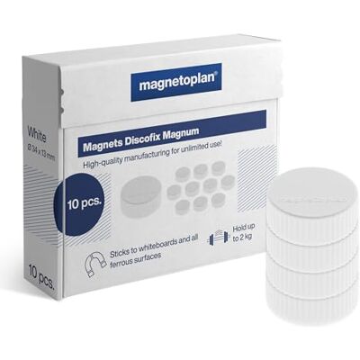 magnetoplan Magnethållare magnum, diameter 34 x 13 mm, 10 styck, vit magnetoplan Magnethållare magnum, diameter 34 x 13 mm, 10 styck, vit