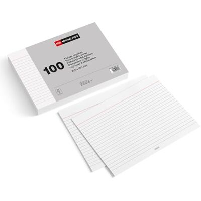 Miquelrius 10015 Förpackning med 100 registerkort, 200 g/m² offsetkort, Storlek 160 x 215 mm, Horisontella ränder Miquelrius 10015 Förpackning med 100 registerkort, 200 g/m² offsetkort, Storlek 160 x 215 mm, Horisontella ränder