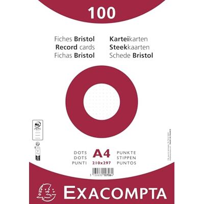Exacompta Ref. 10706E kartong med 10 förpackningar med 100 stycken under film operforerade bristol prickar format 210 x 297 mm Clairefontaine papper PEFC-certifierat vit färg Exacompta Ref. 10706E kartong med 10 förpackningar med 100 stycken under film operforerade bristol prickar format 210 x 297 mm Clairefontaine papper PEFC-certifierat vit färg