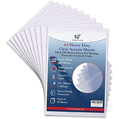 Habercrafts HC_HEAVYACETATE_A4_1 Acetatark, Vit, A4 x 10 stycken Habercrafts HC_HEAVYACETATE_A4_1 Acetatark, Vit, A4 x 10 stycken