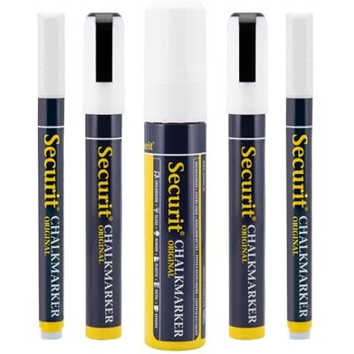 Securit BL-SMAMIX-V5-WT blandad flytande kritmarkör vit (förpackning med 5) Securit BL-SMAMIX-V5-WT blandad flytande kritmarkör vit (förpackning med 5)