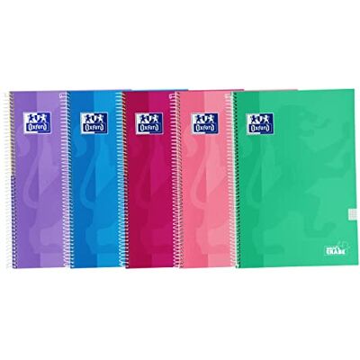 Oxford , Anteckningsböcker A4 (Folio) 4 x 4 rutnät, extra lock, 80 ark, 5-pack anteckningsböcker, trendfärger Oxford , Anteckningsböcker A4 (Folio) 4 x 4 rutnät, extra lock, 80 ark, 5-pack anteckningsböcker, trendfärger