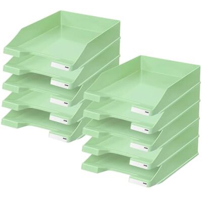 HAN brevfack KLASSIK, 10 stycken, modern, stapelbar hylla i fräsch design upp till format A4/C4, 1027-X-805, pastellgrön HAN brevfack KLASSIK, 10 stycken, modern, stapelbar hylla i fräsch design upp till format A4/C4, 1027-X-805, pastellgrön