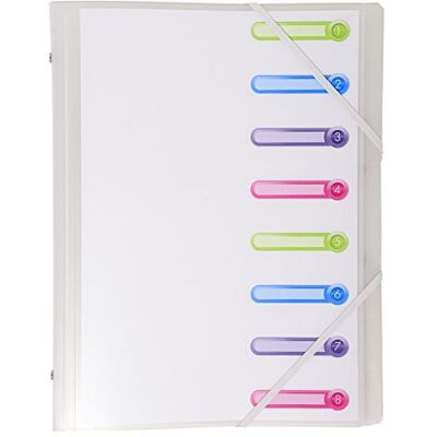 Exacompta Ref 56187E 1 Chromaline sorteringsmaskin 3 flikar med resårer och utskurna fönster PP-överdrag och foder färg Clear 8 fack storlek 25 x 32 cm för A4 Exacompta Ref 56187E 1 Chromaline sorteringsmaskin 3 flikar med resårer och utskurna fönster PP-överdrag och foder färg Clear 8 fack storlek 25 x 32 cm för A4