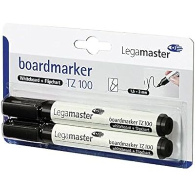 Legamaster 7-110501-2 boardmarker TZ100, påfyllbar, 1,5–3 mm, 2 stycken i SB-förpackning, svart Legamaster 7-110501-2 boardmarker TZ100, påfyllbar, 1,5–3 mm, 2 stycken i SB-förpackning, svart