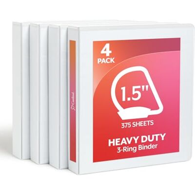 Cardinal Kardinal 1,5 tum 3 ringpärm, D-ring, vit, 4-pack, rymmer 375 ark (29400) Cardinal Kardinal 1,5 tum 3 ringpärm, D-ring, vit, 4-pack, rymmer 375 ark (29400)