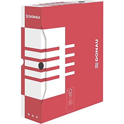 DONAU 7660301FSC-04 arkivlåda av återvunnen kartong, 20-pack, A4/80 mm/B ryggbredd, röd DONAU 7660301FSC-04 arkivlåda av återvunnen kartong, 20-pack, A4/80 mm/B ryggbredd, röd