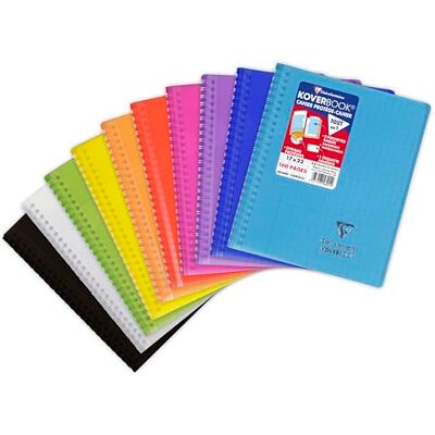 Clairefontaine Koverbook 356401 C kollegblock med islagfilt, dix polypropen, stora rutor, 160 sidor, 90 g, 17 x 22 cm, slumpmässig färg Clairefontaine Koverbook 356401 C kollegblock med islagfilt, dix polypropen, stora rutor, 160 sidor, 90 g, 17 x 22 cm, slumpmässig färg