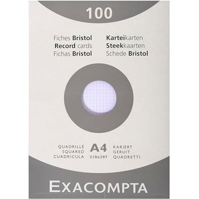 Exacompta 10 paket med 100 vita fyrkantiga skivkort 5 x 5 ostansade 210 x 297 mm för bläckstråleskrivare, laserskrivare och kopiatorer 13206E Exacompta 10 paket med 100 vita fyrkantiga skivkort 5 x 5 ostansade 210 x 297 mm för bläckstråleskrivare, laserskrivare och kopiatorer 13206E
