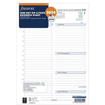 Filofax A4 Tag per sida 5 språk Möteskalender – 2024 Filofax A4 Tag per sida 5 språk Möteskalender – 2024