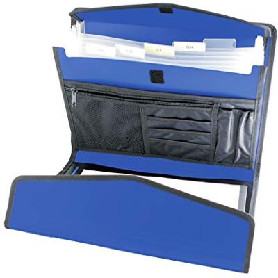Alevar A4-korthållare med låshållare, Dragspel Klassificering Utbyggbar med 6 fickor med indexskyltar, Dörr fack, Rivstängning, Metal Blue Finish Alevar A4-korthållare med låshållare, Dragspel Klassificering Utbyggbar med 6 fickor med indexskyltar, Dörr fack, Rivstängning, Metal Blue Finish
