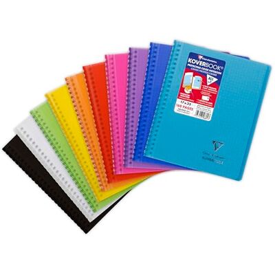 Clairefontaine 356601 C Koverbook Kollegblock med omslag polypropylen transparent 17 x 22 cm 160 sidor rutiga färger slumpmässiga Clairefontaine 356601 C Koverbook Kollegblock med omslag polypropylen transparent 17 x 22 cm 160 sidor rutiga färger slumpmässiga