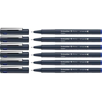 Schneider Pictus Fineliner (linjetjocklek 0,7 mm, dokumentäkta pigmentliner, metallmonterad spets, hölje av 85% återvunnen plast) 6-pack, blå Schneider Pictus Fineliner (linjetjocklek 0,7 mm, dokumentäkta pigmentliner, metallmonterad spets, hölje av 85% återvunnen plast) 6-pack, blå