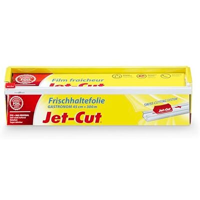 Jet-Cut Plastfolie med skärsken, Gastronomi 45 cm x 300 m, transparent PVC Jet-Cut Plastfolie med skärsken, Gastronomi 45 cm x 300 m, transparent PVC