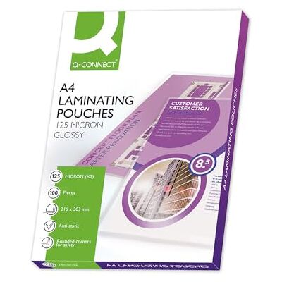 Q-Connect A4 lamineringspåse 125 x 2 mikron (paket med 100) KF04116 Q-Connect A4 lamineringspåse 125 x 2 mikron (paket med 100) KF04116
