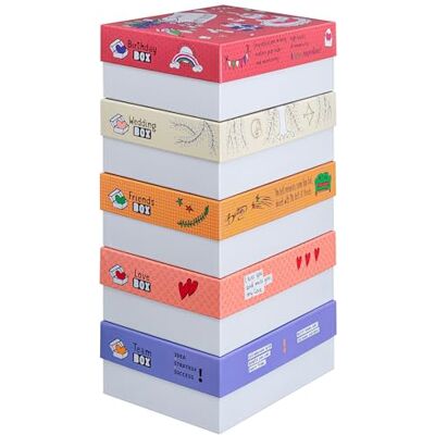 FALKEN Original 5-pack StoryBoxs sorterade. 120 mm hög DIN A4 + tillverkad i Tyskland. Presentask med lock Perfekt för minnen, foton, samlingar, bilder, hantverk förvaringslåda FALKEN Original 5-pack StoryBoxs sorterade. 120 mm hög DIN A4 + tillverkad i Tyskland. Presentask med lock Perfekt för minnen, foton, samlingar, bilder, hantverk förvaringslåda