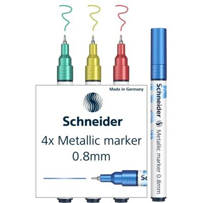 Schneider Paint-It metallisk markör 010 (linjetjocklek 0,8 mm) uppsättning om 4 (blå, grön, röd, gul) Schneider Paint-It metallisk markör 010 (linjetjocklek 0,8 mm) uppsättning om 4 (blå, grön, röd, gul)