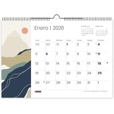 Miquelrius Väggkalender 2026, Årlig A3-arrangör: 420 x 296 mm, med plats att kommentera, dubbel spiralbindning, 12 månaders planerare, spanska, berg Miquelrius Väggkalender 2026, Årlig A3-arrangör: 420 x 296 mm, med plats att kommentera, dubbel spiralbindning, 12 månaders planerare, spanska, berg