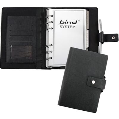 BIND 16801 – Möteskalerare med ringmekanik DIN A6, organisatör av läderimitation, systemplanerare i svart, kalender med 3 visitkortsfack, pennhållare, möteskalender med system 1 vecka/2 sidor BIND 16801 – Möteskalerare med ringmekanik DIN A6, organisatör av läderimitation, systemplanerare i svart, kalender med 3 visitkortsfack, pennhållare, möteskalender med system 1 vecka/2 sidor