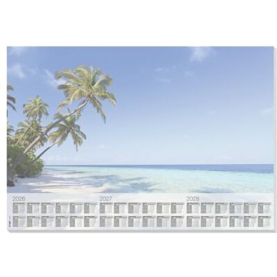 Sigel H6470 Pappersskrivbordsunderlägg 3 år och veckokalendrar, stranddesign, A2 (59, 5 x 41 cm), blå och grön, 30 ark Sigel H6470 Pappersskrivbordsunderlägg 3 år och veckokalendrar, stranddesign, A2 (59, 5 x 41 cm), blå och grön, 30 ark