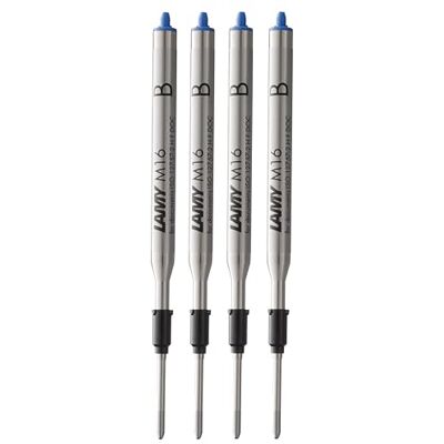 Lamy M16 set om 4 kulspetspennor med stor kapacitet av metall – original reservpatron för alla -kulspetspennor modeller – dokumentäkta – linjebredd bred i bläckfärg blå Lamy M16 set om 4 kulspetspennor med stor kapacitet av metall – original reservpatron för alla -kulspetspennor modeller – dokumentäkta – linjebredd bred i bläckfärg blå