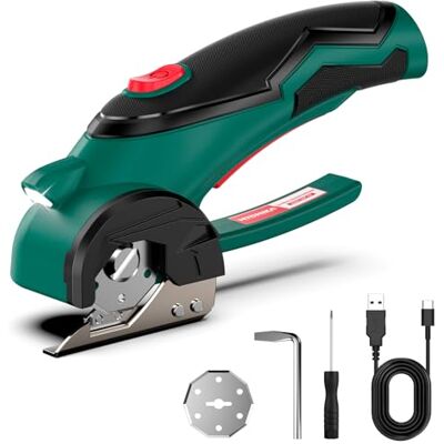 HYCHIKA BETTER TOOLS FOR BETTER LIFE HYCHIKA Kartongskärare 4 V 300 varv/min, elektrisk sax med 2 självslipande blad, Luz LED, för papper, kartong, duk, matta, läder, filt, plast HYCHIKA BETTER TOOLS FOR BETTER LIFE HYCHIKA Kartongskärare 4 V 300 varv/min, elektrisk sax med 2 självslipande blad, Luz LED, för papper, kartong, duk, matta, läder, filt, plast