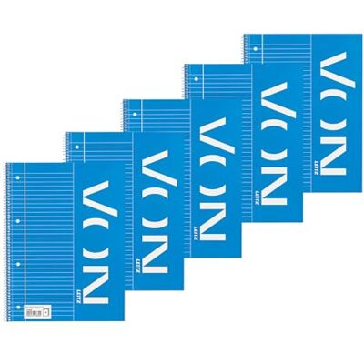 Leitz Collegeblock A4 linjerat, 5-pack, anteckningsblock med 160 sidor, 80 ark, perfekt för kontor, studier och skola, med marginal till vänster, 45750001 Leitz Collegeblock A4 linjerat, 5-pack, anteckningsblock med 160 sidor, 80 ark, perfekt för kontor, studier och skola, med marginal till vänster, 45750001