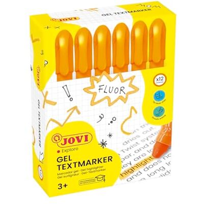 Jovi !NEON Gel Marker, Etui med 12 stift överstrykningspennor, Orange färg, Torkar inte ut, Smetar inte ut skrift eller blöder inte genom papper, Glutenfri, (1815) Jovi !NEON Gel Marker, Etui med 12 stift överstrykningspennor, Orange färg, Torkar inte ut, Smetar inte ut skrift eller blöder inte genom papper, Glutenfri, (1815)