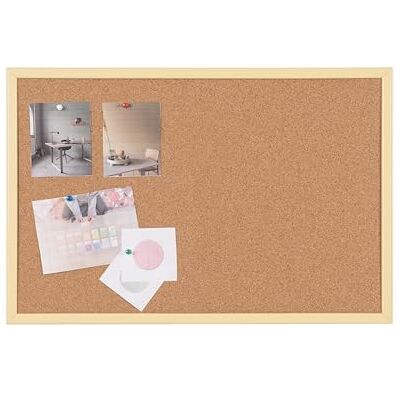 Bi-Office Korkskiva, pastellgul MDF-ram, 90 x 60 cm Bi-Office Korkskiva, pastellgul MDF-ram, 90 x 60 cm