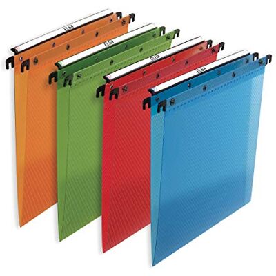 Elba 100330406 hängande fil Polypro design 10-pack för A4 4 färger sorterade skåp perfekt för lös arkförvaring på kontoret och myndigheten Elba 100330406 hängande fil Polypro design 10-pack för A4 4 färger sorterade skåp perfekt för lös arkförvaring på kontoret och myndigheten