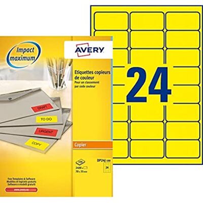 Avery Copier etikett 70 x 35 mm neon Avery Copier etikett 70 x 35 mm neon