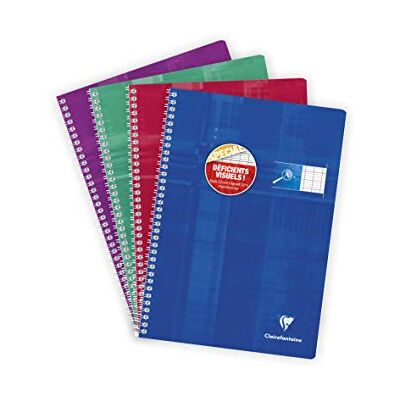 Clairefontaine 68196C – spiralbunden häftning, 50 ark, DIN A4, 21 x 29,7 cm, 90 g, fransk linjering med svarta linjer, 2,5 mm, 10/10, för synskada, sorterade färger, 1 styck Clairefontaine 68196C – spiralbunden häftning, 50 ark, DIN A4, 21 x 29,7 cm, 90 g, fransk linjering med svarta linjer, 2,5 mm, 10/10, för synskada, sorterade färger, 1 styck