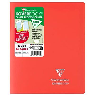 Clairefontaine 951414C En uppsättning med 10 röda Koverbook häftade anteckningsböcker 17 x 22 cm 96 sidor med stora rutor 90 g vitt papper Ogenomskinlig polypro omslag Clairefontaine 951414C En uppsättning med 10 röda Koverbook häftade anteckningsböcker 17 x 22 cm 96 sidor med stora rutor 90 g vitt papper Ogenomskinlig polypro omslag