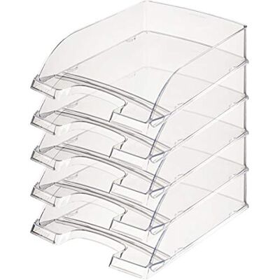 Leitz 52260002 brevkorg transparent plus A4 polystyren transparent förpackning med 5 Leitz 52260002 brevkorg transparent plus A4 polystyren transparent förpackning med 5