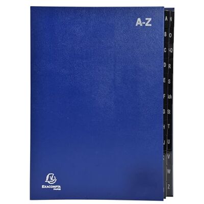Exacompta Ref. 57222E kartong med 8 ordonatorsorterare hårt omslag återvunnet kortinteriör alfabetiska laminerade flikar från A till Z 24 fack dim 24 x 34 cm blå färg Exacompta Ref. 57222E kartong med 8 ordonatorsorterare hårt omslag återvunnet kortinteriör alfabetiska laminerade flikar från A till Z 24 fack dim 24 x 34 cm blå färg