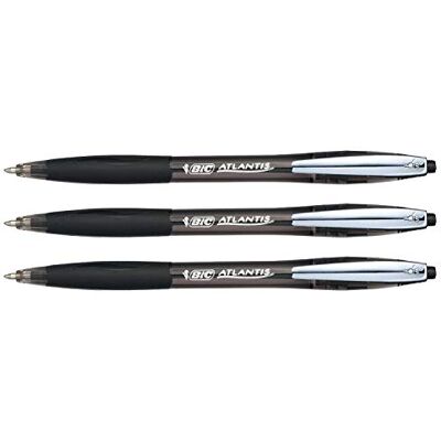 BIC Atlantis Premium Medium Boll-pennor (1,0 mm) blister med 3, svart bläck BIC Atlantis Premium Medium Boll-pennor (1,0 mm) blister med 3, svart bläck