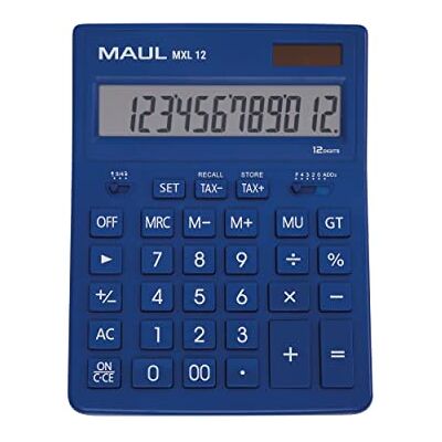 Maul Köpmansk Miniräknare Mxl12, 12 Stycken, inkl. Skatt, Vinklad Display, Stor Professionell Bordsräknare, Soldriven, inklusive Batteri, 20,5 x 15,5 cm, Blå Maul Köpmansk Miniräknare Mxl12, 12 Stycken, inkl. Skatt, Vinklad Display, Stor Professionell Bordsräknare, Soldriven, inklusive Batteri, 20,5 x 15,5 cm, Blå