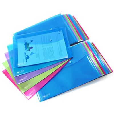 Rapesco 1494 ECO Kuvertmapp, Återvunnen Plast, A4+, 20 Pack Blandade Transparenta Klara Färger Rapesco 1494 ECO Kuvertmapp, Återvunnen Plast, A4+, 20 Pack Blandade Transparenta Klara Färger