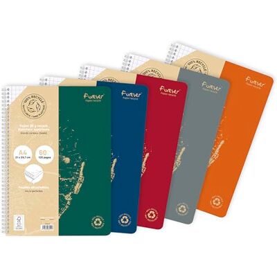 Clairefontaine Forever 68401Cpack Un Lot de 5 Cahiers à Spirale 100% Recyclé (une Marque de ) A4 21x29,7 cm 120 Pages Détachables Grands Carreaux Papier 90g recyclé Clairefontaine Forever 68401Cpack Un Lot de 5 Cahiers à Spirale 100% Recyclé (une Marque de ) A4 21x29,7 cm 120 Pages Détachables Grands Carreaux Papier 90g recyclé